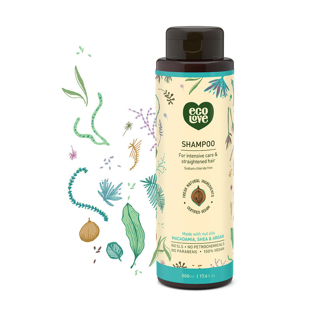 Eco Love Nut Oils Shampoo Intensive Care and Straightened Hair, 17.6 Oz